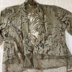 Chico travelers sheer green leaf cardigan